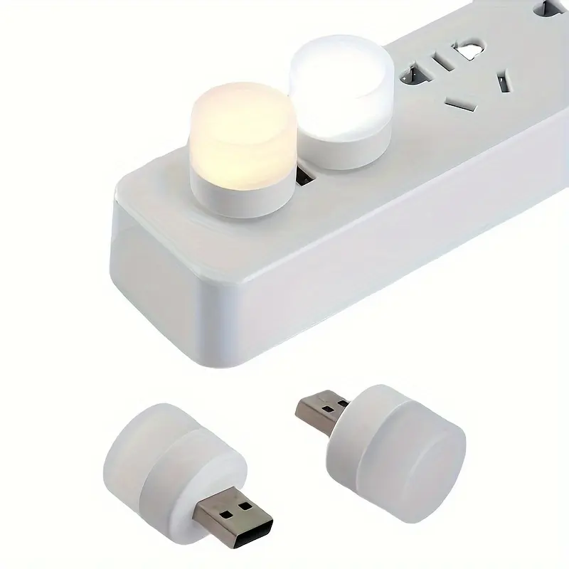 5 USB Mini Night Lights Creative Portable Soft Light Eye Protection LED Small Round Lights for Student Dormitory Bedside Lamp USB Plug