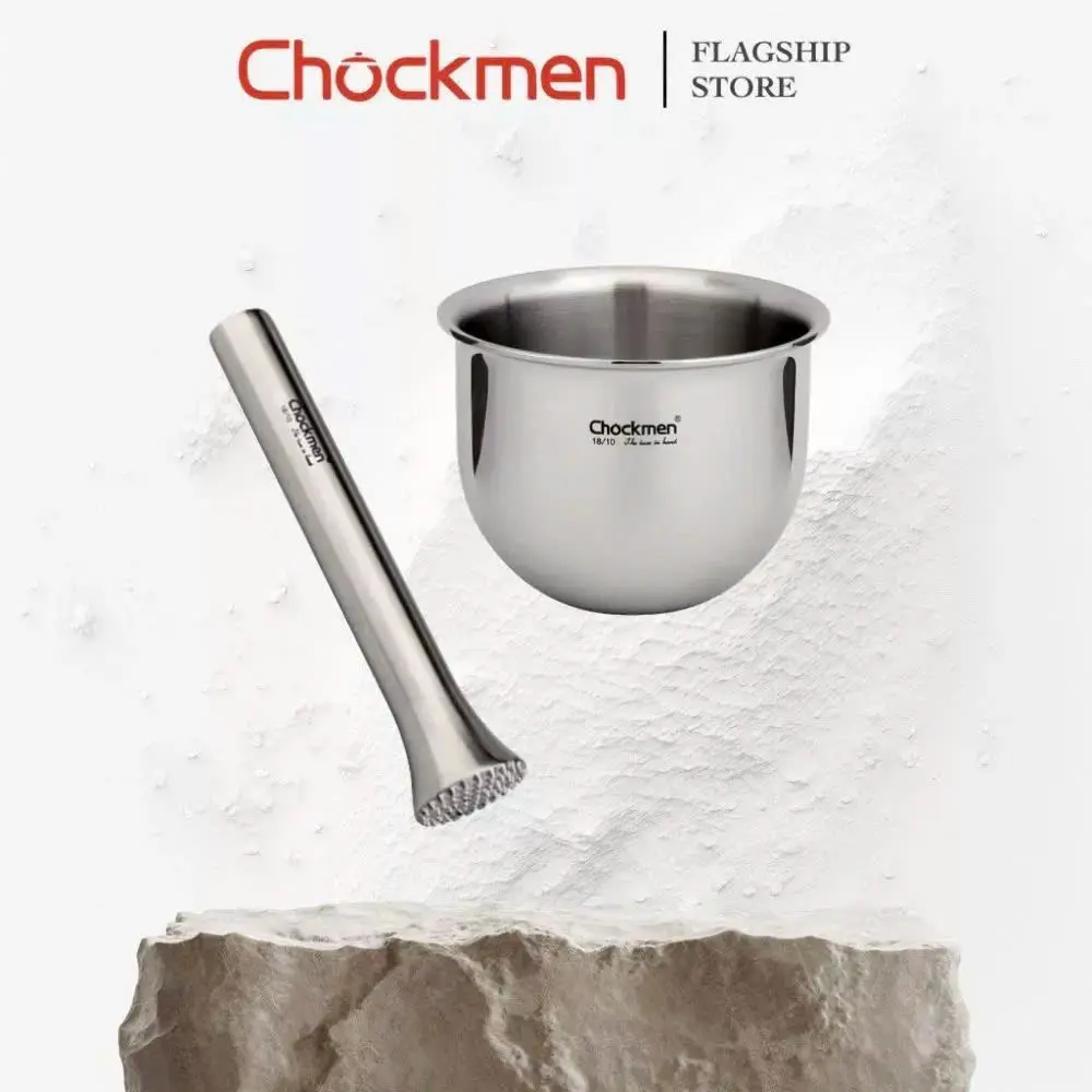 Chày Cối CHOCKMEN Inox 18/10 Dụng Cụ Giã Tỏi Gừng Gia Vị Chày Cối Inox Nghiền Các Loại Hạt Nhà Bếp