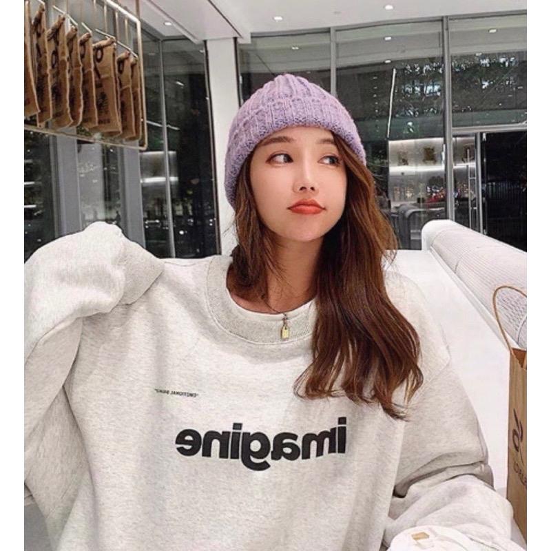 Áo Sweater Nỉ Bông Form Rộng Nam Nữ Unisex Dáng Oversize Xám Tiêu In Chữ Imagine ( Sw Imagine) 0