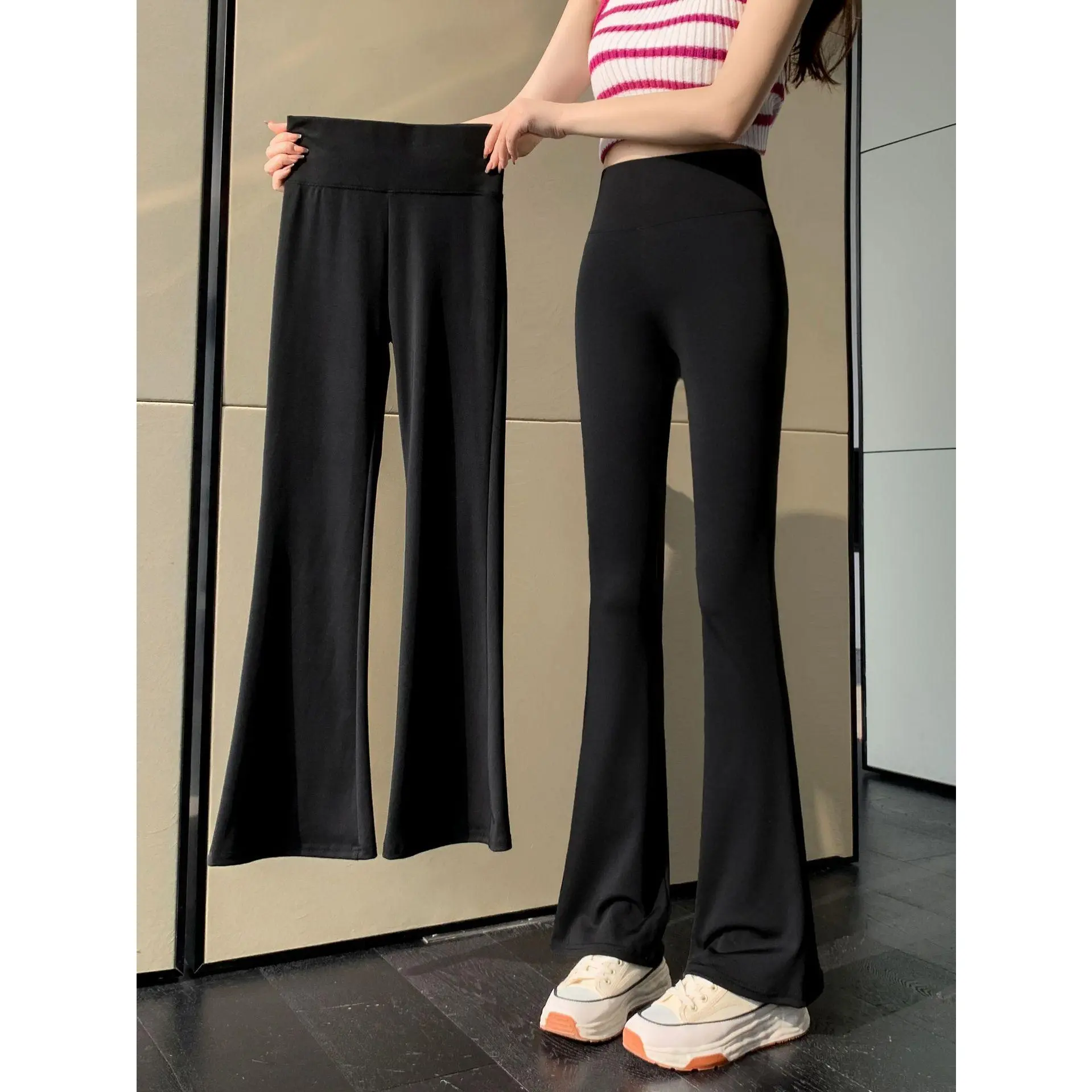 【STOK READY 】Seluar Berkobar untuk Wanita, Rekaan Seluar Jerung, Pinggang Tinggi, Legging Slim Fit, Mengangkat Punggung, Kawalan Perut, Sesuai untuk Yoga Musim Bunga dan Musim Luruh, Seluar Ladam Kuda Pants
