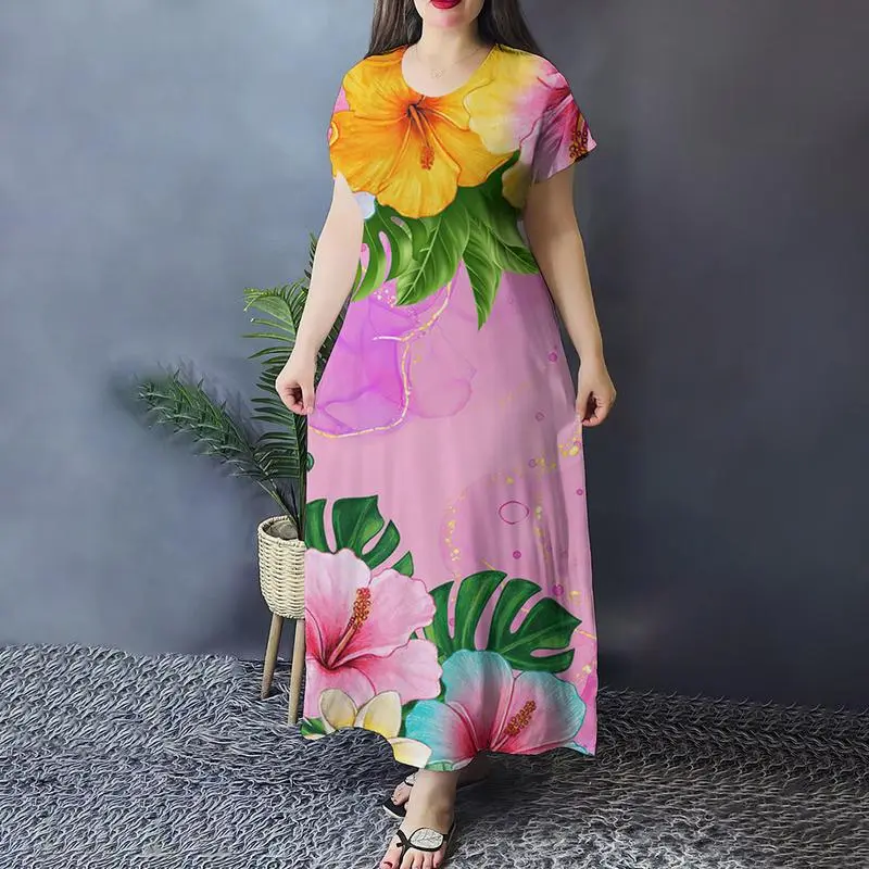 Summer outfits for Filipino ladies Floral print, large size, round neck, long dress, fashion and elegant, casual dress, comfortable fabric, suitable for the beach, year 2025. - TikTok Shop Philippines Summer outfits for Filipino ladies Floral print, large size, round neck, long dress, fashion and elegant, casual dress, comfortable fabric, suitable for the beach, year 2025. - TikTok Shop Philippines