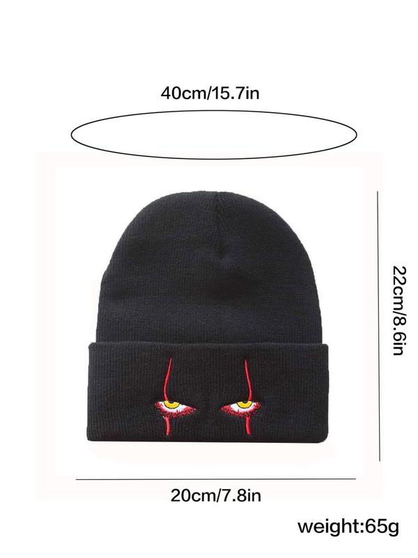 Unisex Street Style Beanie Hat with Eye Design, Casual Trendy Warm Beanie Hat, Fashionable Knitted Beanie Hat For Fall & Winter 4