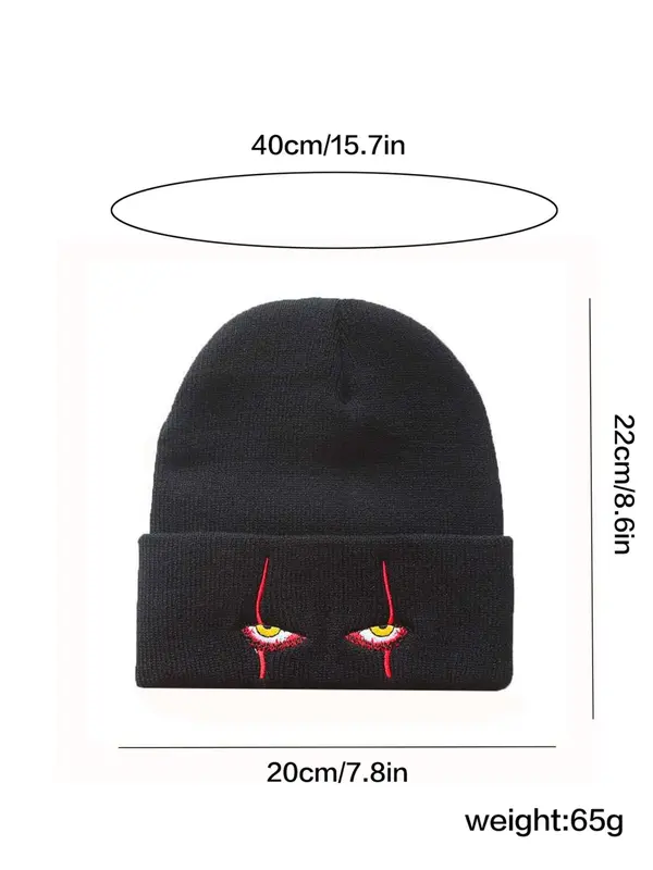 Unisex Street Style Beanie Hat with Eye Design, Casual Trendy Warm Beanie Hat, Fashionable Knitted Beanie Hat For Fall & Winter 4