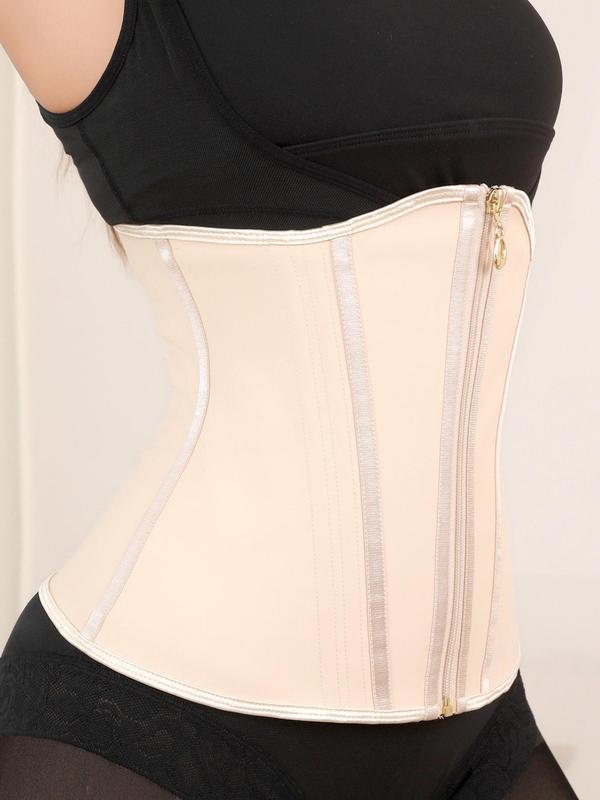 Women's Solid Color Zipper Front Waist Trainer, High Stretch Tummy Control Shaper, Waist Cincher for Women, Shapewear Belt for Daily Wear, Shape Clothing 5