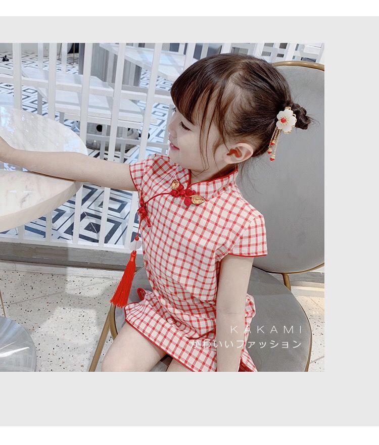 Product Introduction of Children's Clothing Girls' Summer New Children's Slim Fit Cheongsam and Dress Little Girl Princess Dress Chinese Style Retro Dress 12