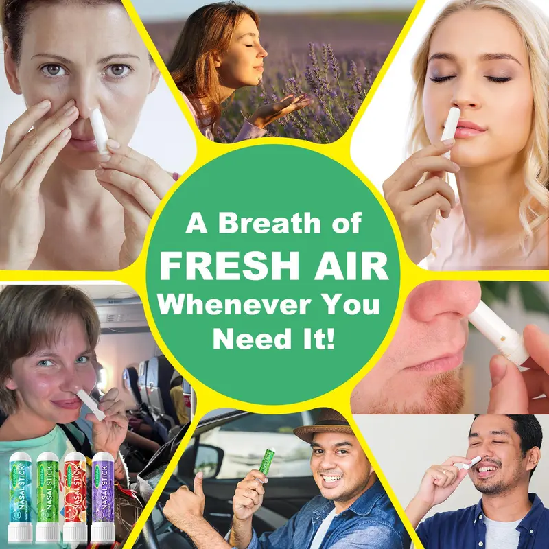 Natural Plant Essential Oil Nasal Stick, 4 Counts/set Refreshing Nasal Stick, Nasal Congestion Relief Stick, Portable Oral Care Product for Women & Men, Nasal Inhaler 5