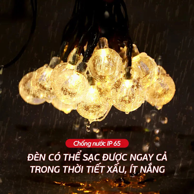 Đèn trang trí năng lượng mặt trời Dây đèn tròn, tích kiệm điện, bóng siêu sáng, chống thấm nước - DA3094 7