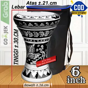 Darbuka Anak/ Dumbuk Marawis 6 inc Silver Hitam Rolling Putih