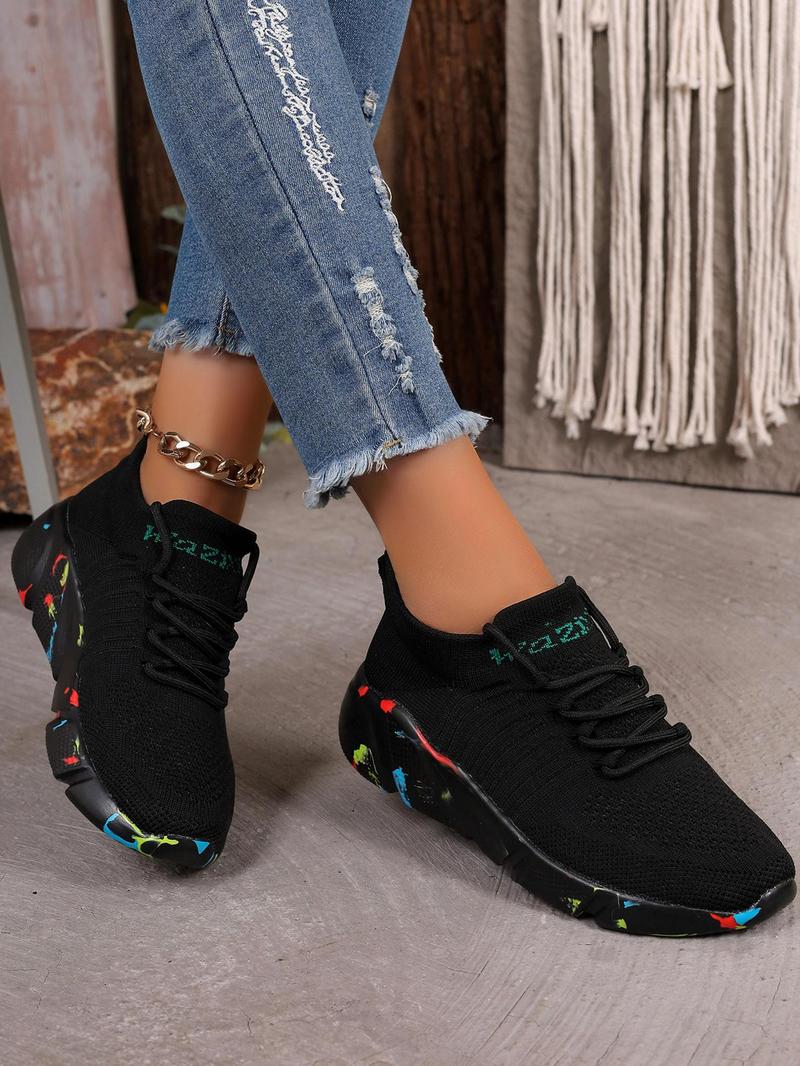 Product Introduction of Women's Fashionable Lace Up Low Top Sneakers, Casual Breathable Comfortable Sports Running Shoes, All-match Basic Shoes for Daily Wear 4