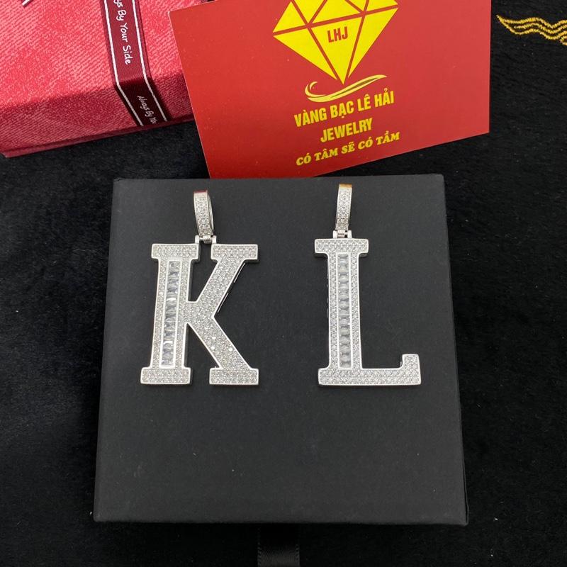 Mặt dây chuyền bạc 925 nam các chữ cái rộng khoảng 2,5cm cao 3,5cm vangbaclehai
