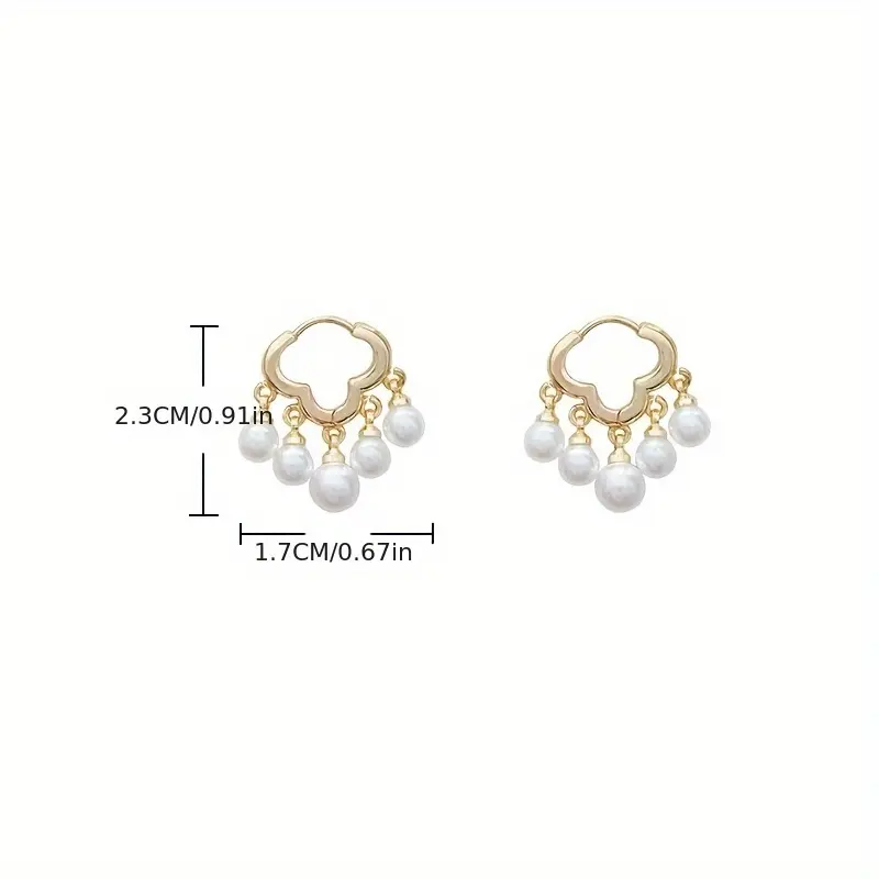 Elegant Golden-Tone Cloud Tassel Earrings with Freshwater Pearl Accents  Cute & Sexy Alloy Design for Casual Attire or Gift Giving, Versatile Jewelry | Playful Construction delicate gift 3