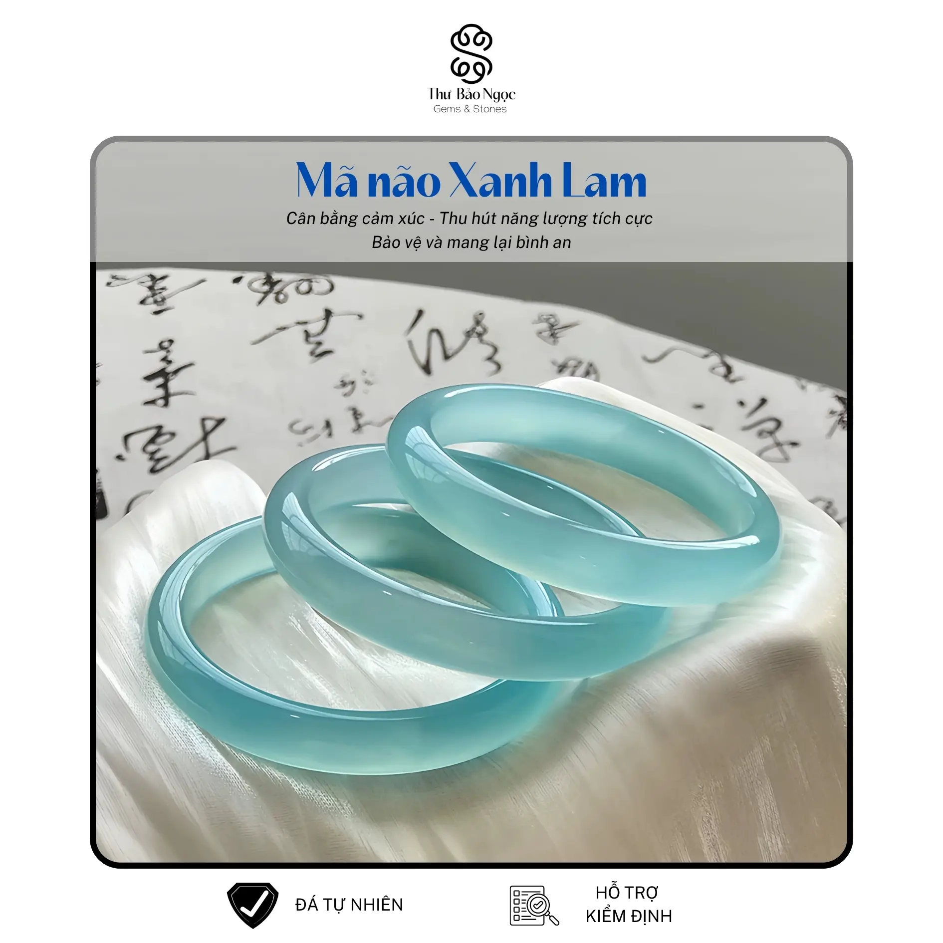 Vòng Tay Mã Não Xanh Lam Cao Cấp - THƯ BẢO NGỌC