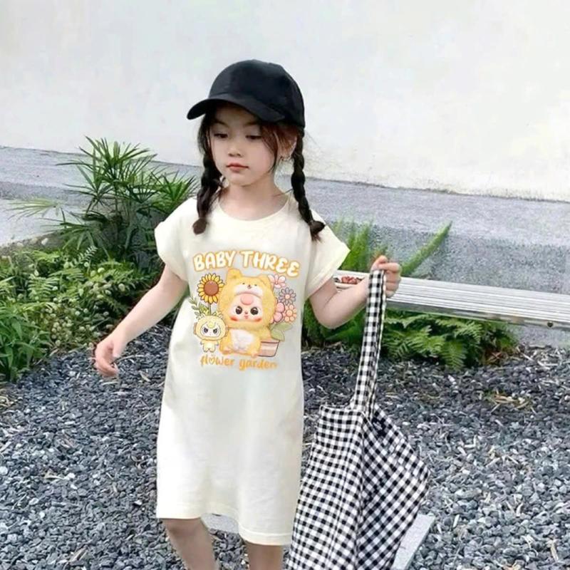 Váy Xuông sát nách cực kỳ xinh xắn dành cho bé gái 9-45 kg chất liệu COTTON in hình BABY-THREE MẪU VÁY XUÔNG. 2