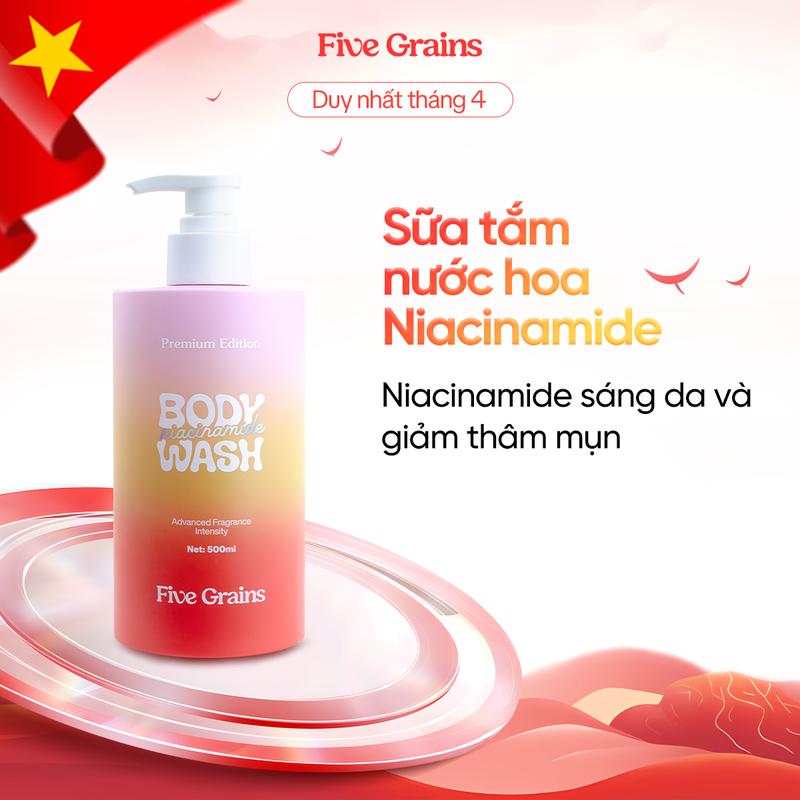 Sữa tắm Five Grains giúp làm trắng da Niacinamide lưu hương nước hoa 500ML phiên bản nâng cấp Dưỡng Body