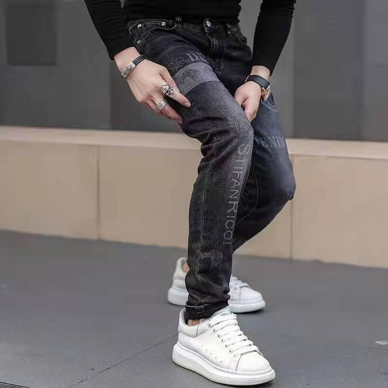 Product Introduction of Quần Jean Thêu Cho Nam, Bộ Sưu Tập Thu Đông 2021, Thời Trang Phong Cách Hàn Quốc, Quần Mỏng Dáng Ôm, Co Giãn, In Hình, Quần Thường Ngày 7