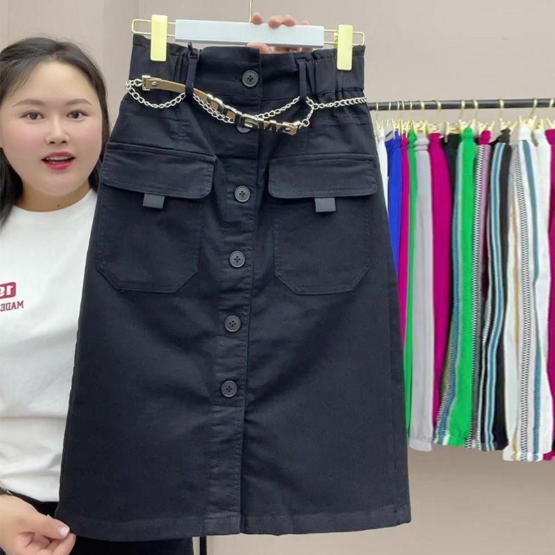 Chân Váy Dài Trung Bình Phong Cách Hàn Quốc, Hàng Châu Âu, Dành Cho Nữ, Hàng Mới Về, Một Hàng Cúc, Xẻ Tà, Chân Váy Chữ A Ôm Sát, Thích Hợp Cho Mùa Xuân Và Mùa Thu, 2024 1