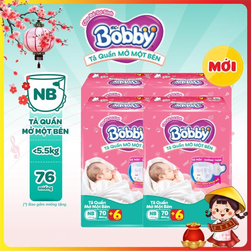   COMBO 4  Bobby Tã bỉm quần Mở Một Bên size NB70+6 S80 S-M 62 miếng  MỚI  