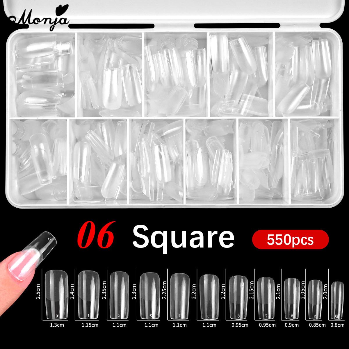 Monja 550Pcs Kuku Palsu Matte Extension Tips Frosted Coffin Almond Oval Square Soft Gel Tips Acrylic Manikur Buatan dengan 6 Bentuk Kuku Monja 550Pcs Kuku Palsu Matte Extension Tips Frosted Coffin Almond Oval Square Soft Gel Tips Acrylic Manikur Buatan dengan 6 Bentuk Kuku