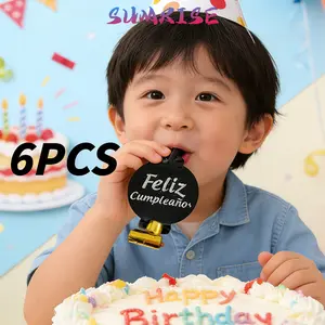 Kertas Pesta Glitter Emas dengan Peluit UV Tema Selamat Ulang Tahun Cocok untuk Dekorasi Confetti Pesta Anak, dan Ulang Tahun 6pcs