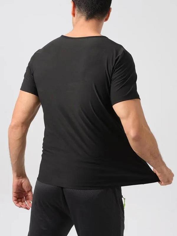 Men's Round Neck Shapewear Top, Plain Comfortable Crew Neck Short Sleeve Shaper, Men's Underwear & Sleepwear for Daily Wear 2