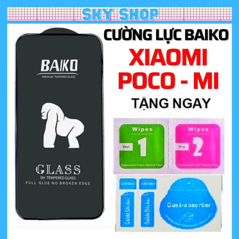 Kính cường lực Baiko dành cho dế yêu Xiaomi 12T Pro 11T Pro 5G 10T Pro Mi 11 Lite 5G Ne Poco C40 F4 F3 M5 M5s M4 M3 Pro X4 GT X3 Pro Nfc Full màn hình