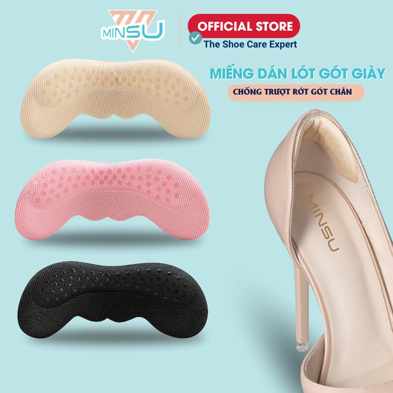 Miếng Dán Gót Giày 4D MINSU M5515 Lót Đệm Có Hạt Silicon Bảo Vệ Chống Trầy Rớt Gót Chân,Giảm Size Giày Cao Gót Bị Rộng
