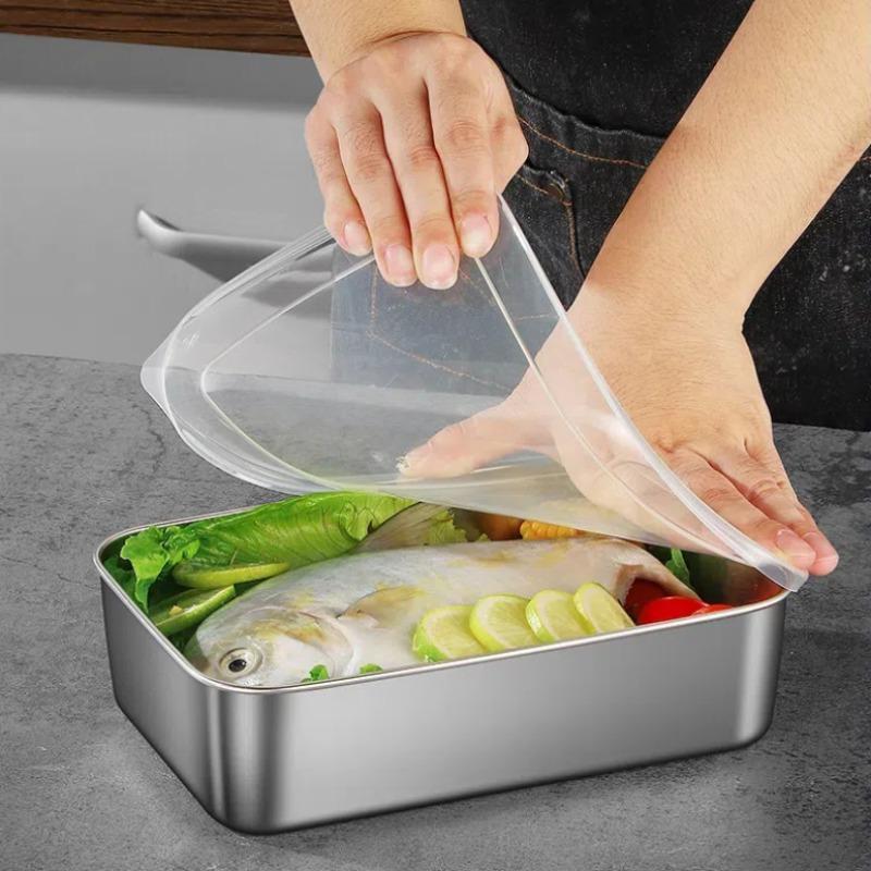 Product Introduction of Stainless Steel Food Storage Box, 3 Counts/set Food Storage Container with Lid, Food Storage Box for Home Kitchen Outdoor Picnic 4