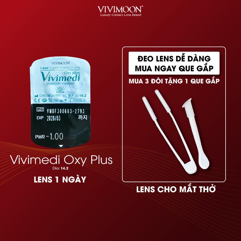 Combo 6 đôi lens 1 ngày trong suốt cận cho mắt thở không cần ngâm trước khi đeo, chất liệu Silicone Hydrogel, độ ẩm 45% đeo êm mềm 10-12h Vivimoon (Giá 1 bên mắt - Vui lòng chọn 2 chiếc để mua 1 đôi)