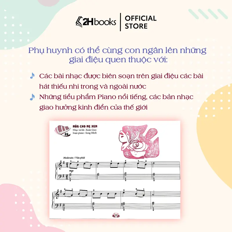 Sách - học piano cho thiếu nhi, Tuyển tập tiểu phẩm piano măng non, piano cho trẻ em - 2H Books 2