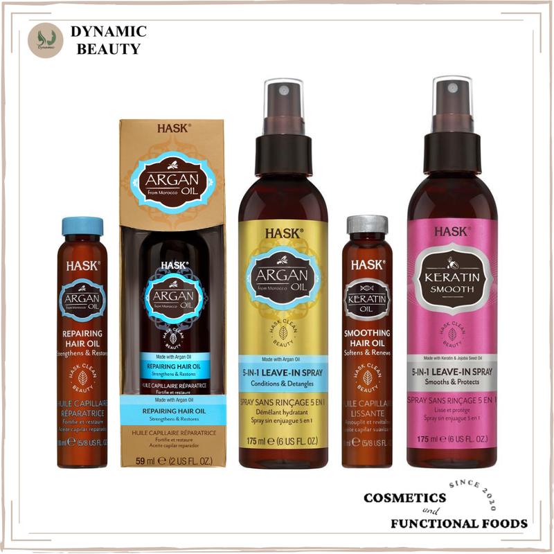 Dầu dưỡng tóc và xịt dưỡng tóc Hask argan oil, keratin oil giúp phục hồi tóc và mềm mượt tóc 18ml, 59ml, 175ml hair oil Nữ Women