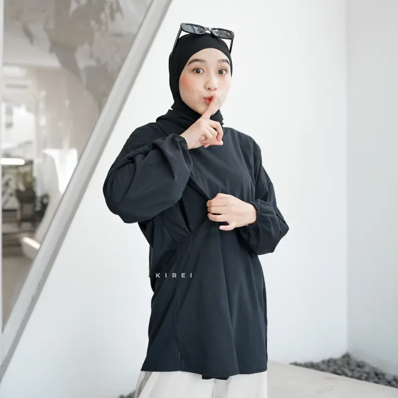 Kirei Outfit - Basic Oversize Top Lengan Panjang Karet Polos Nonbusui dan Busui 2