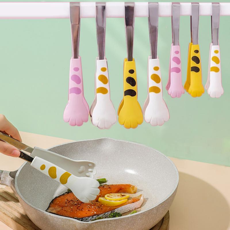 Anti-Slip Kitchen Tongs Cute Cartoon Multi-Purpose Sandwich Baking Clip BBQ Salad Supplies for Kitchen Supplies Gadgets 0