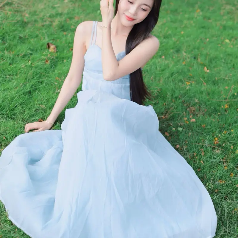 ĐẦM DỰ TIỆC , ĐI BIỂN , DẠO PHỐ , MACXI DÁNG DÀI TÙNG XÒE DRESS 2 Dây 7