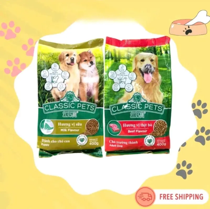 [COMBO 9 GÓI] Thức ăn dạng hạt cứng Classic pets Adult vị thịt bò 400g cho chó trưởng thành 5