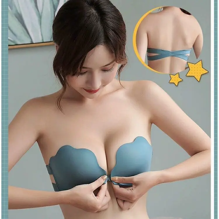 Đồ Lót Nút Phía Trước Áo Ngực Nữ Không Từ Tính Váy Lót Không Dây Chống Trượt Đẩy Lên Ngực Nhỏ Áo Ngực Có Gọng