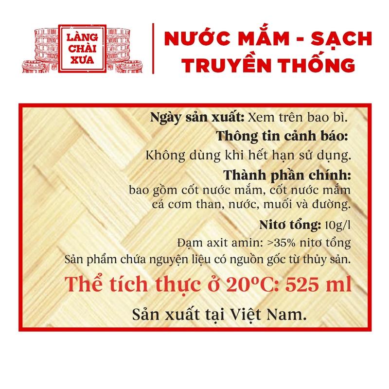 Thùng 6 chai nước mắm nhỉ cá cơm than Làng Chài Xưa 525ml/chai sánh đặc thịt cá 300 năm truyền thống phù hợp làm nước sốt, gia vị Cay Chua 2