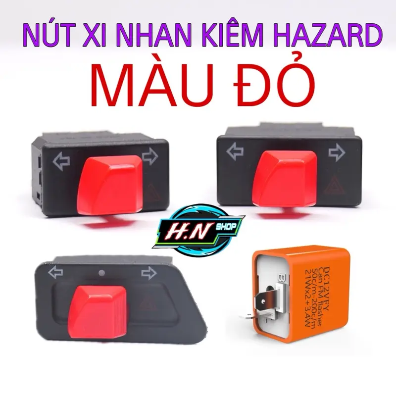 Công tắt HAZARD màu đỏ xe máy (hàng chuẩn) 0