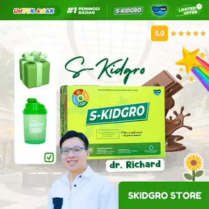 S-KIDGRO Susu Bubuk Rasa Cokelat Peninggi Badan Anak Tinggi Kalsium DHA 1 Box 10 Sachet Bisa COD Free Tumbler Bonus Video E-Course & E-Book Top Secret