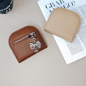 Dompet Kecil, Gaya Korea, Untuk Wanita, Dompet Mini Asal, Comel, Berkualiti Tinggi, Dompet Syiling Zip, dengan Loket Ikatan bentuk rama-rama Wallets, Selempang