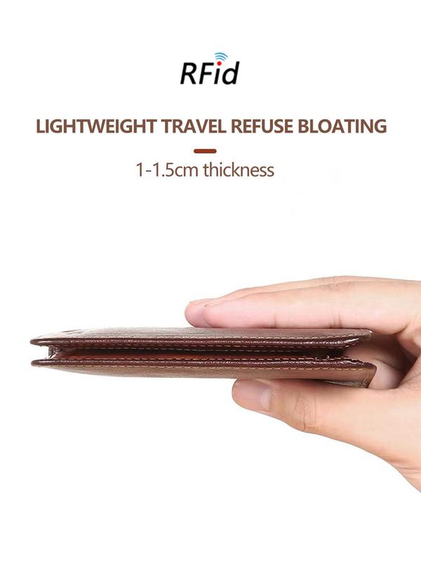 Men's Business Leather Plain Short Wallet, Trendy Casual Trifold Wallet with Multiple Card Slot, Vintage Card Holder for Men As Gift for Daily Use 8