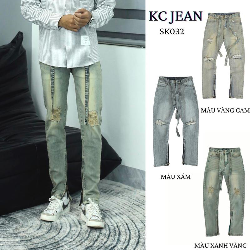 Quần jean nam streetwear cao cấp BEAR STREETWEAR,3 màu xanh vàng, vàng cam, xám,form slimfit,vải denim co giãn (sk032) 0