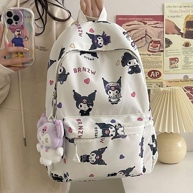 Ba Lô Graffiti Kitty, Ngoài Trời, Dễ Thương Và Nhẹ, Thoáng Khí Và Có Thể Đeo Được, Dây Đeo Vai Giảm sức nặng, Dung Lượng Lớn, Thích Hợp Cho Học Sinh, Túi Đi Học 2