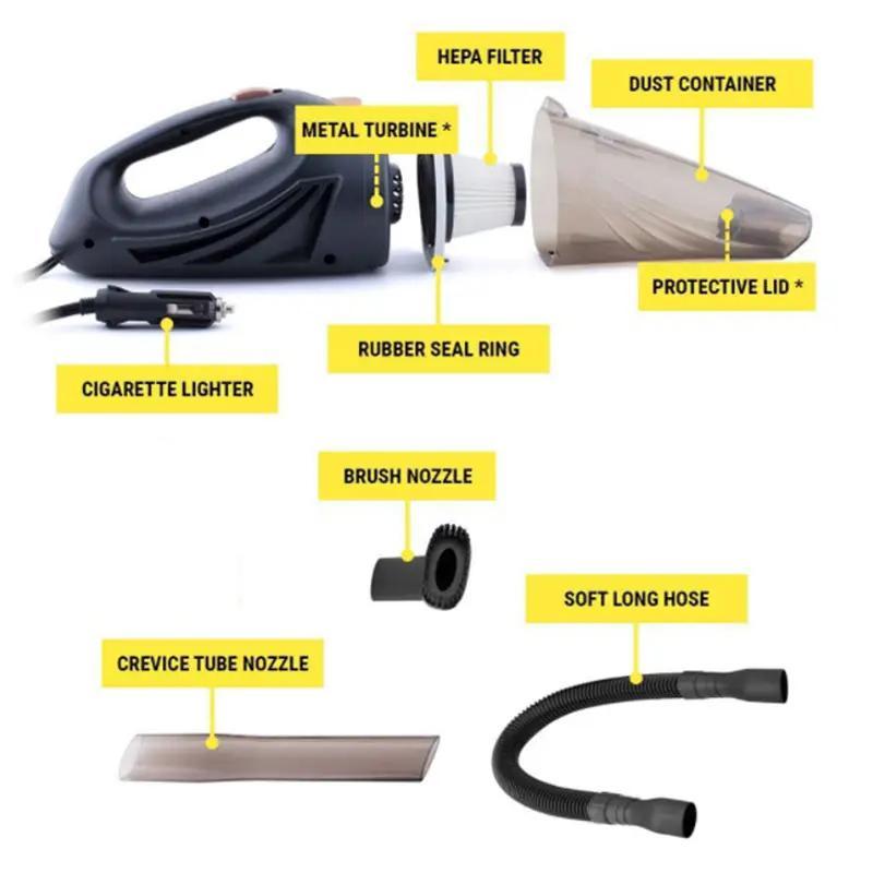 Vehicle Mounted Car Vacuum Cleaner Hoover, 1 Set Car Handheld Small Vacuum Cleaner with High Suction Power, Car Cleaning Tool, Automobile Carpet Cleaner 8