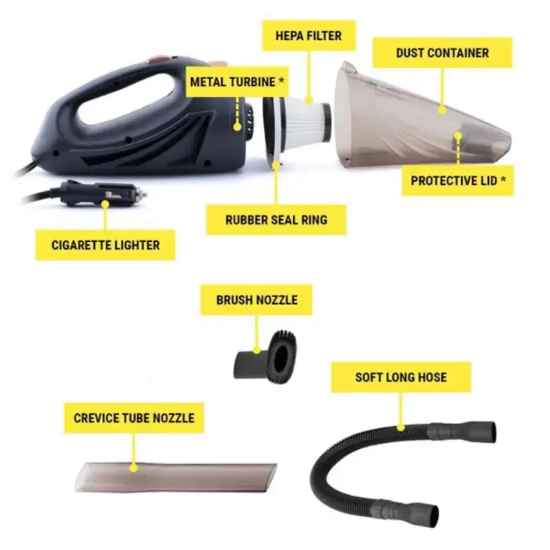 Vehicle Mounted Car Vacuum Cleaner Hoover, 1 Set Car Handheld Small Vacuum Cleaner with High Suction Power, Car Cleaning Tool, Automobile Carpet Cleaner 8