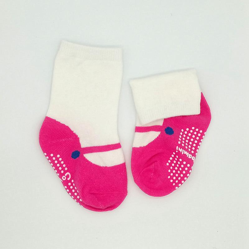 Tất Đi Trong Nhà Chống Trượt Cho Em Bé Gái, Chất Liệu Cotton, Thiết Kế Chắp Vá, Thoáng Khí, Kiểu Tất Ngắn 3