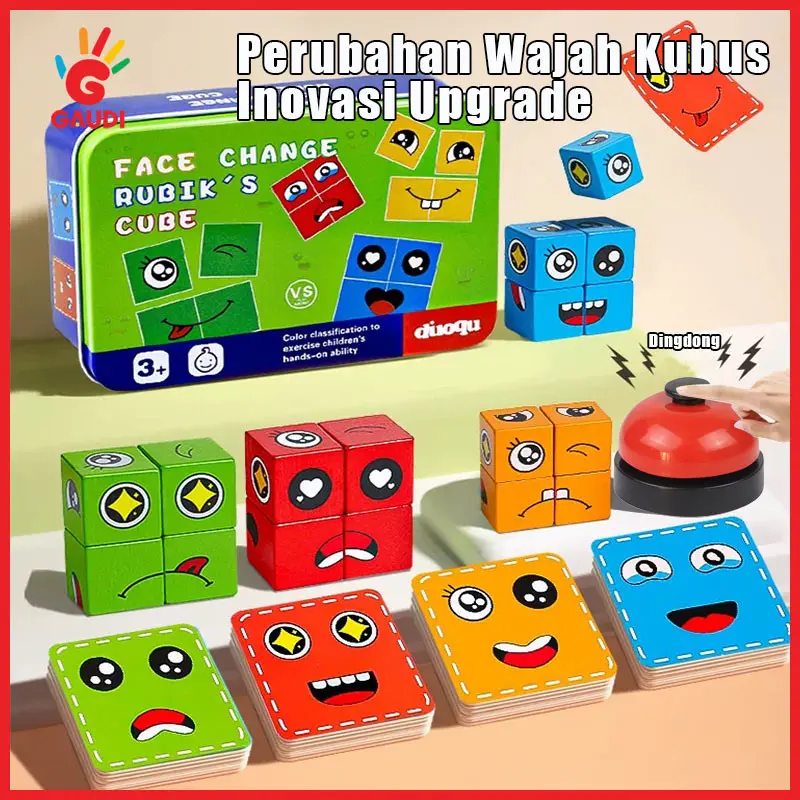 Gaudi Mainan Face Changing Cube Mainan Susun Ekspresi Muka Ketangkasan Puzzle Anak/ Balok Ekspresi Muka Ketangkasan Puzzle Anak Family Game
