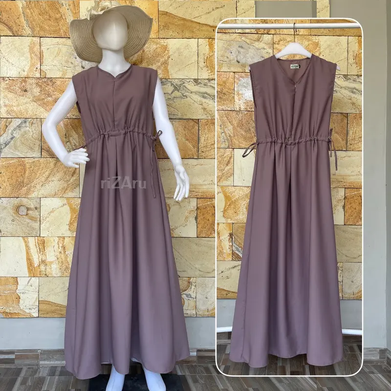 Inner dress Kutung gamis tanpa lengan kerut tali by riZAru 0