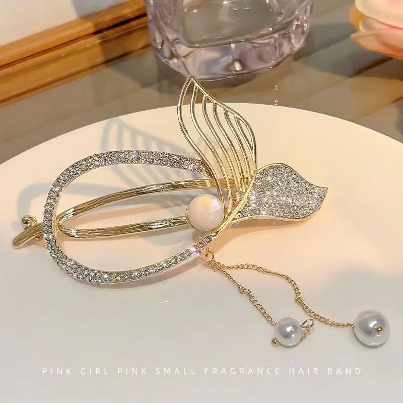 Y037 Kẹp Tóc Đuôi Cá Tua Rua Lấp Lánh Women 3