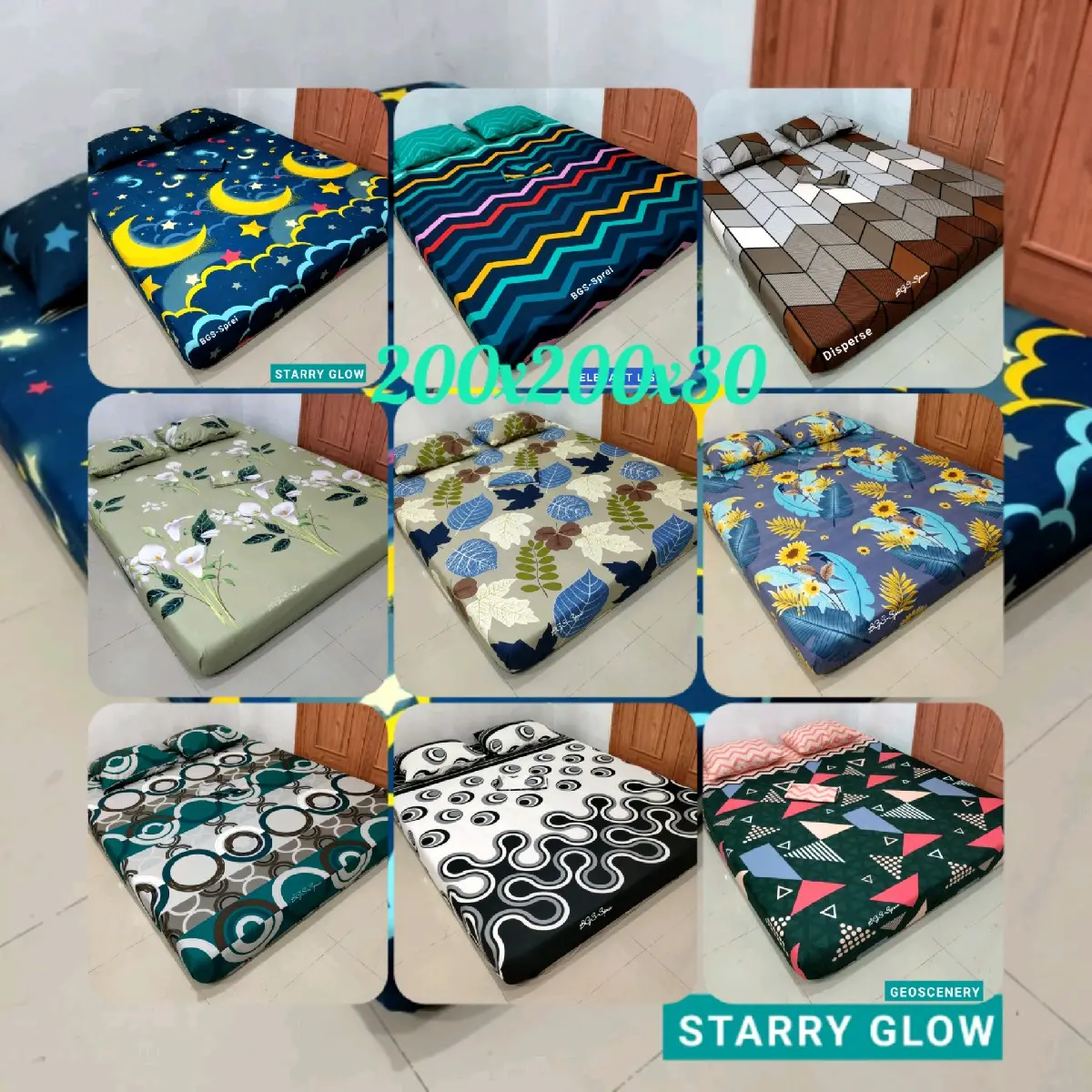 Sprei homemade ukuran 200x200x30/sprei jumbo tinggi 30cm/sprei murah
