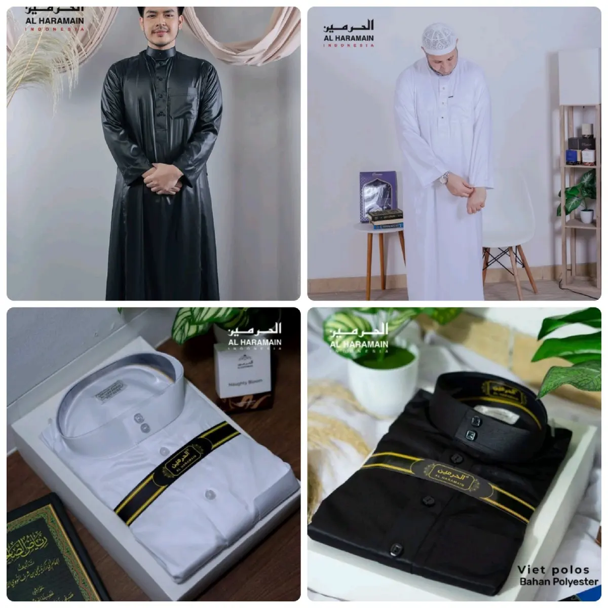 GAMIS / JUBAH AL HARAMAIN PUTIH HITAM 100% ORIGINAL IMPORT SAUDY VIET